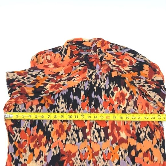 Liverpool Los Angeles 2X Button Up Down Shirt Orange Floral Office Work Business - Picture 5 of 7